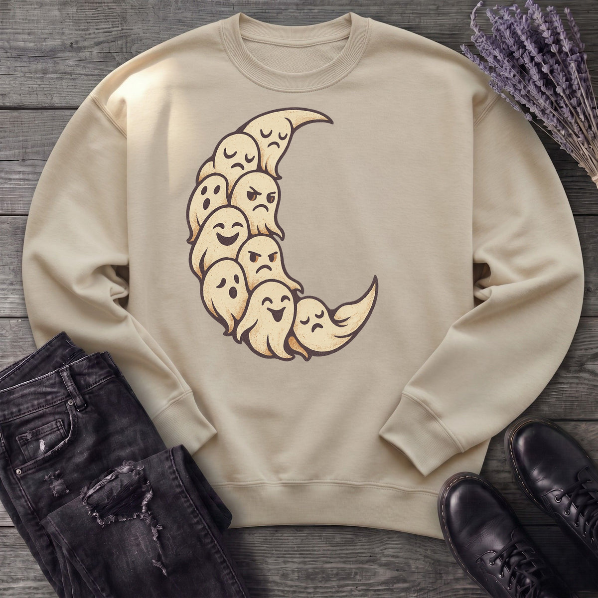 crescent moon ghosts Sweatshirt