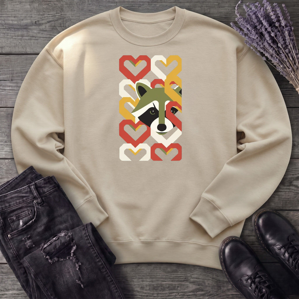 Geometric Hearts Raccoon Sweatshirt