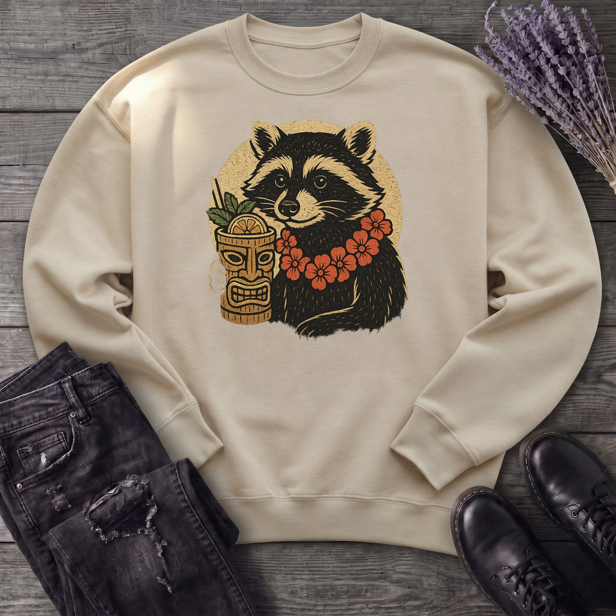 Raccoon Tiki Sweatshirt