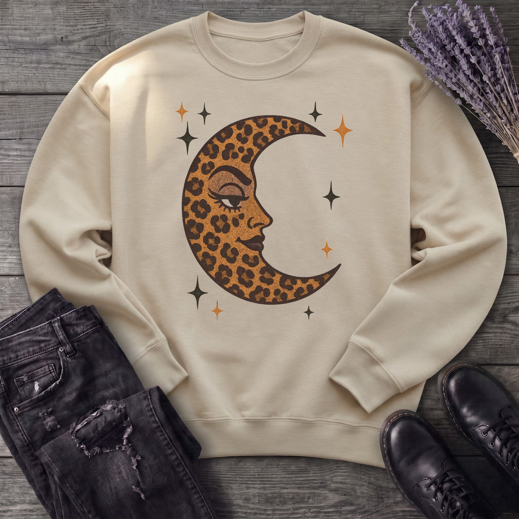 Leopard Print Crescent Moon Sweatshirt