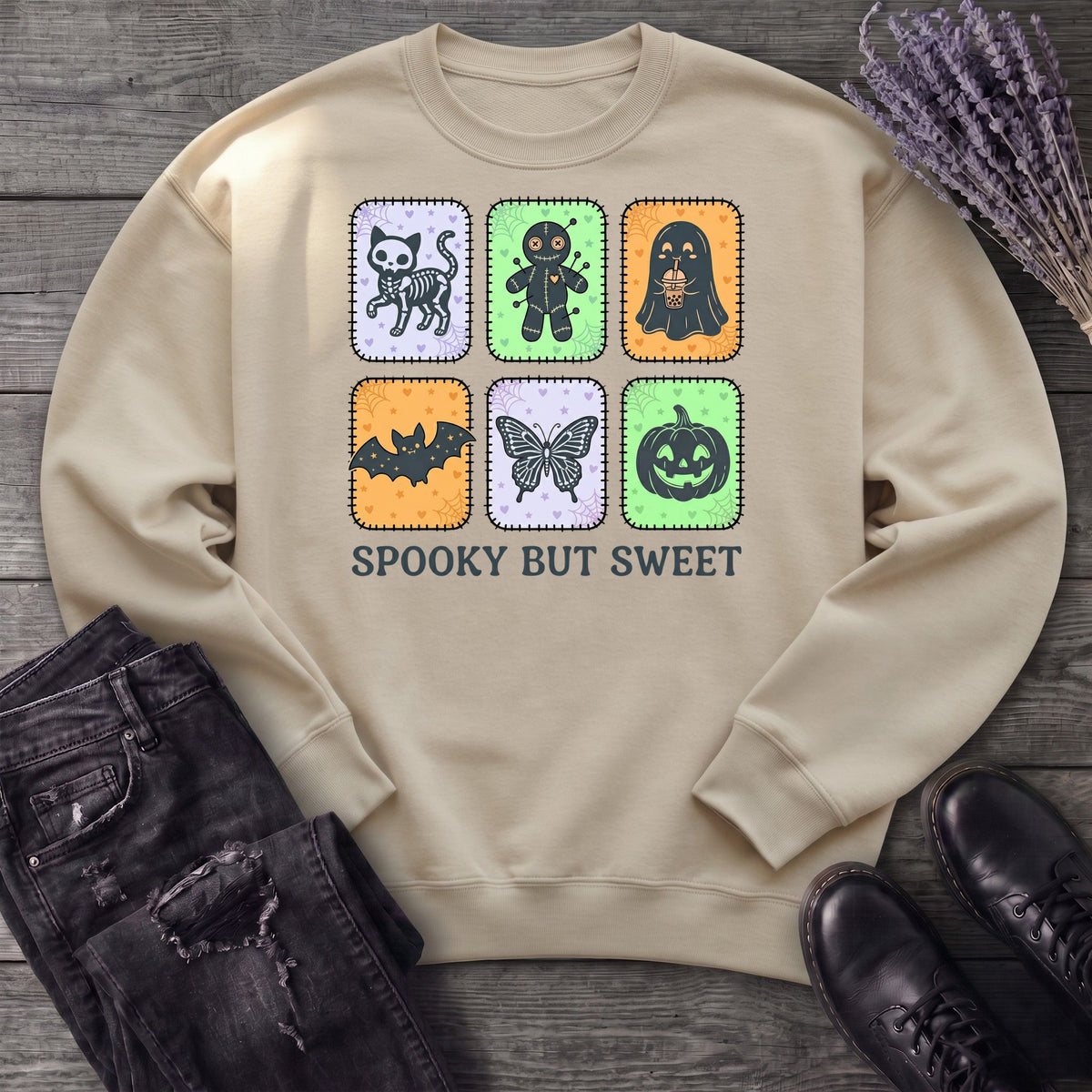 Spooky But Sweet Grid Sweatshirt