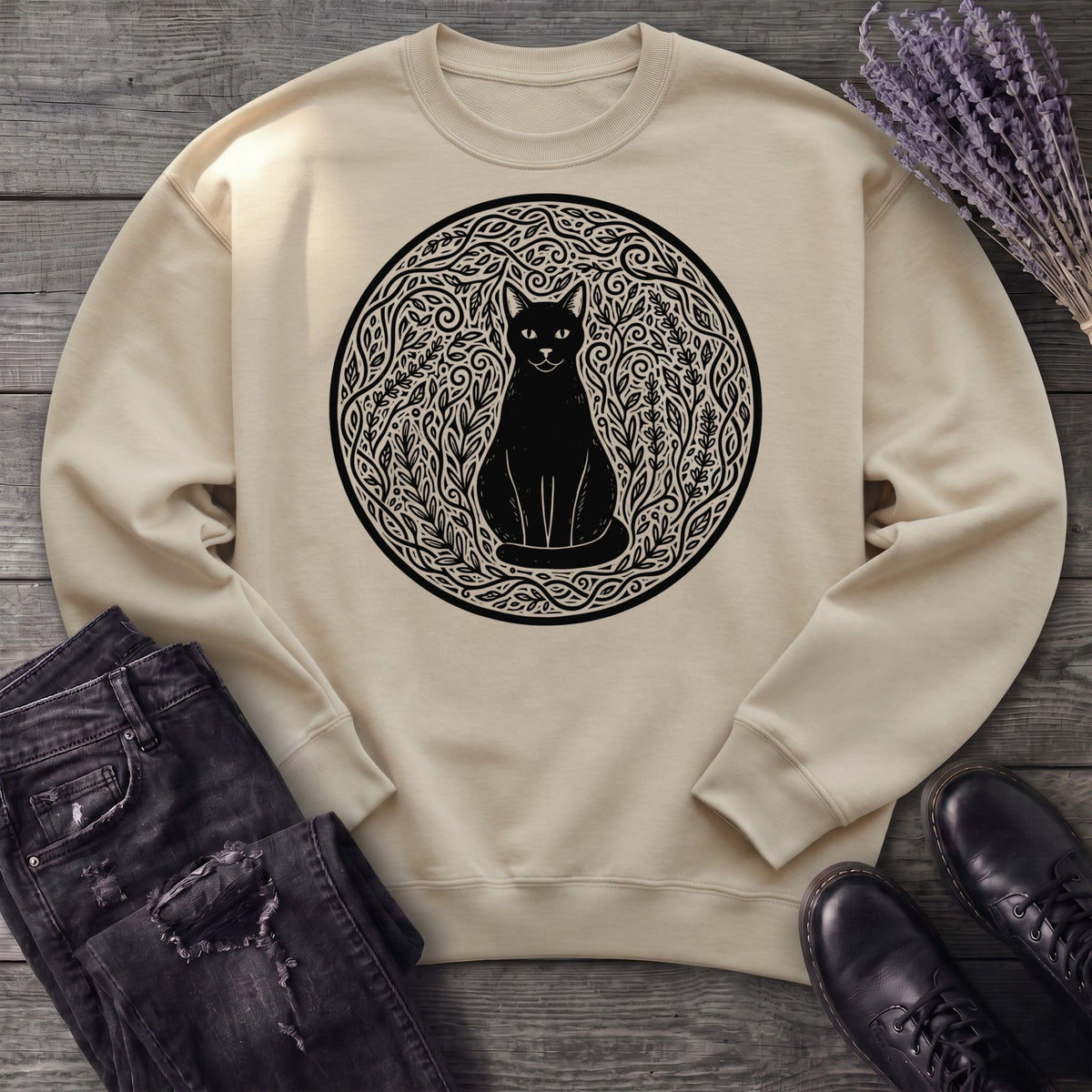 garden cat linocut Sweatshirt