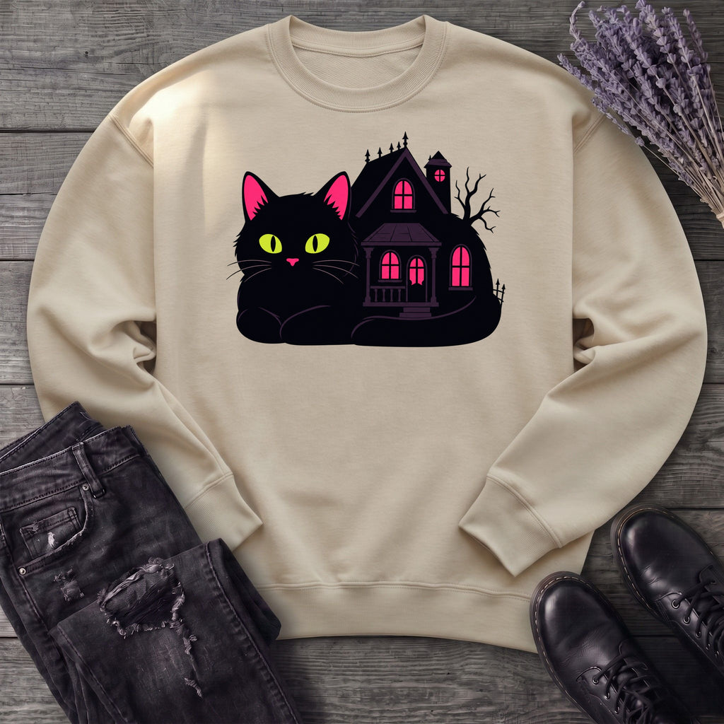 Black Cat Haunted House Sweatshirt