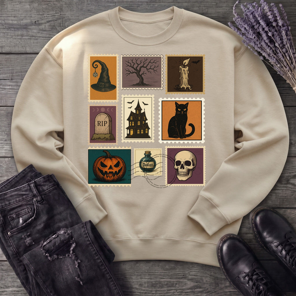 Halloween Stamps Collage Sweatshirt