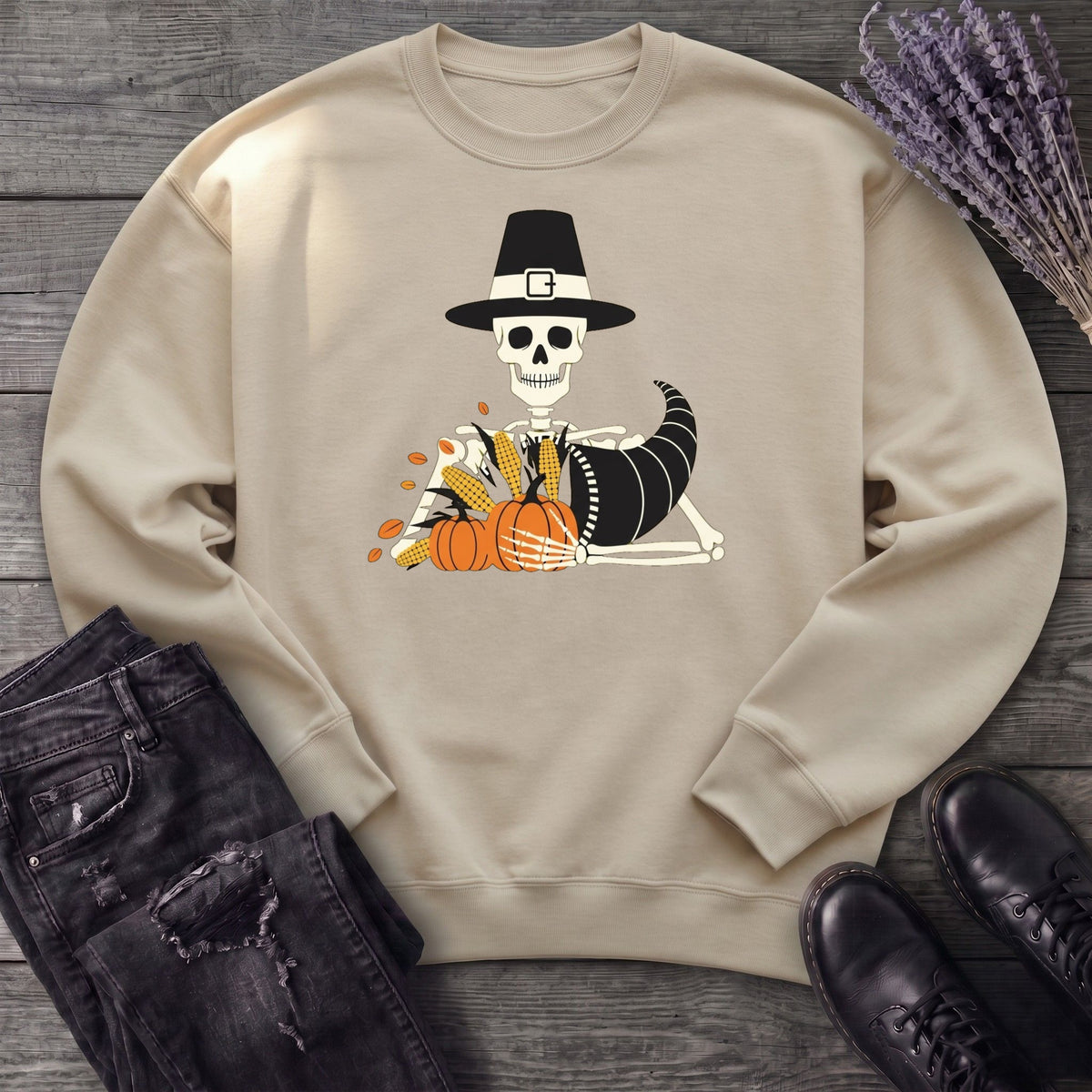 Pilgrim Skeleton Cornucopia Sweatshirt