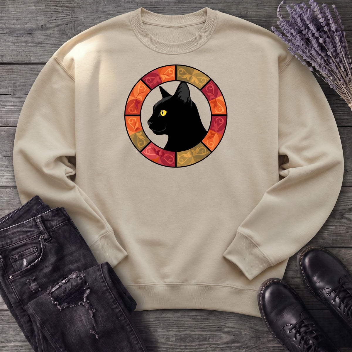 Black Cat Autumn Medallion Sweatshirt