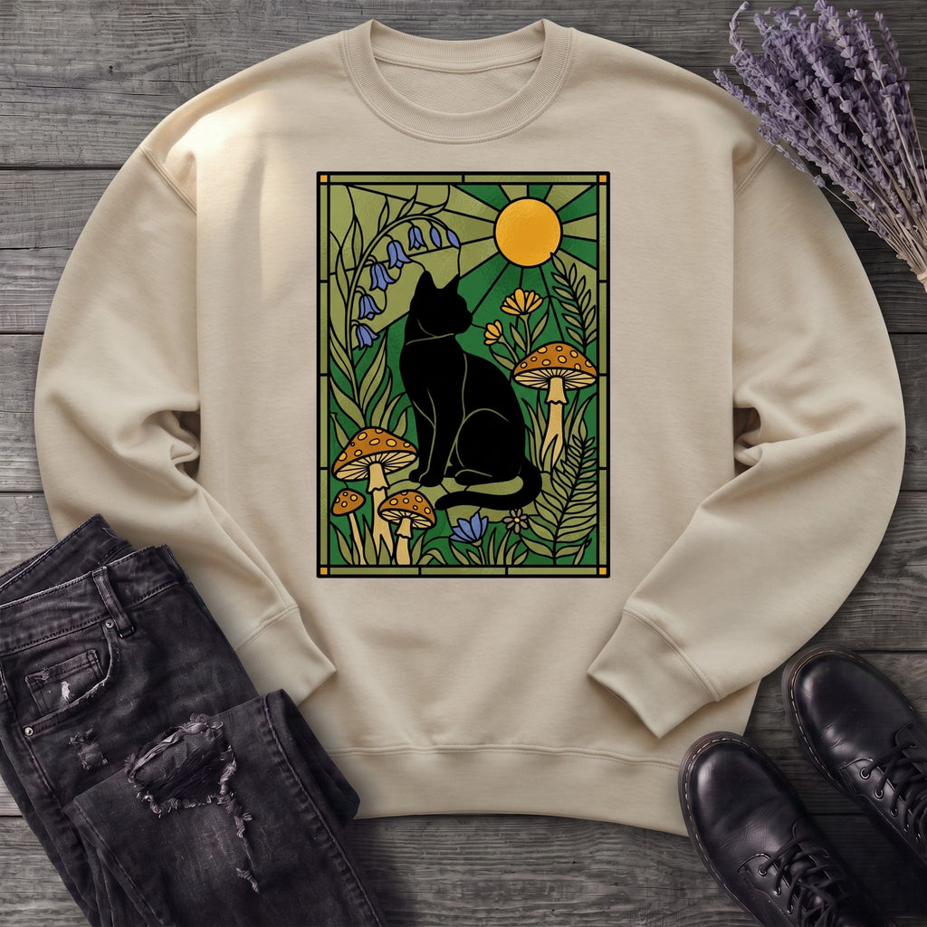 stained glass garden cat Sweatshirt
